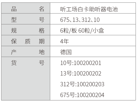 听工场「白卡」助听器电池-杭州听工场科技有限公司