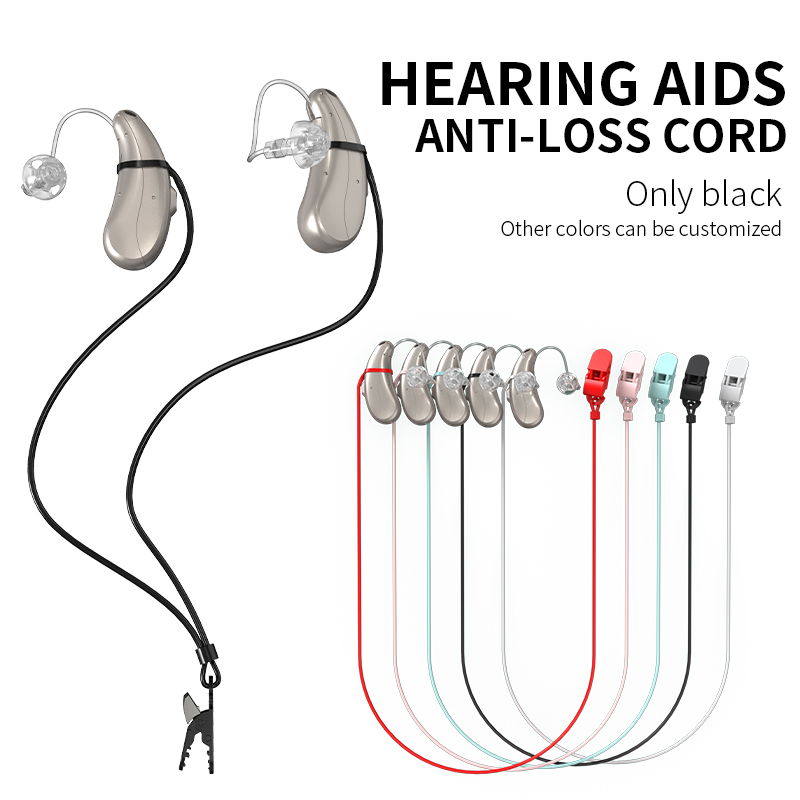Delicate and Small Colorful High Elastic Material Hearing Aid Protection Cord with Sawtooth Clip Accessory for Headphones