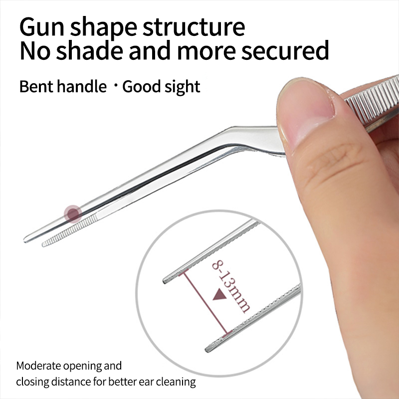 Ear Impression Taking Tool Bending Bayonet Shape Earwax Remover Stainless Steel Tweezers for Earphones Made in China product detail