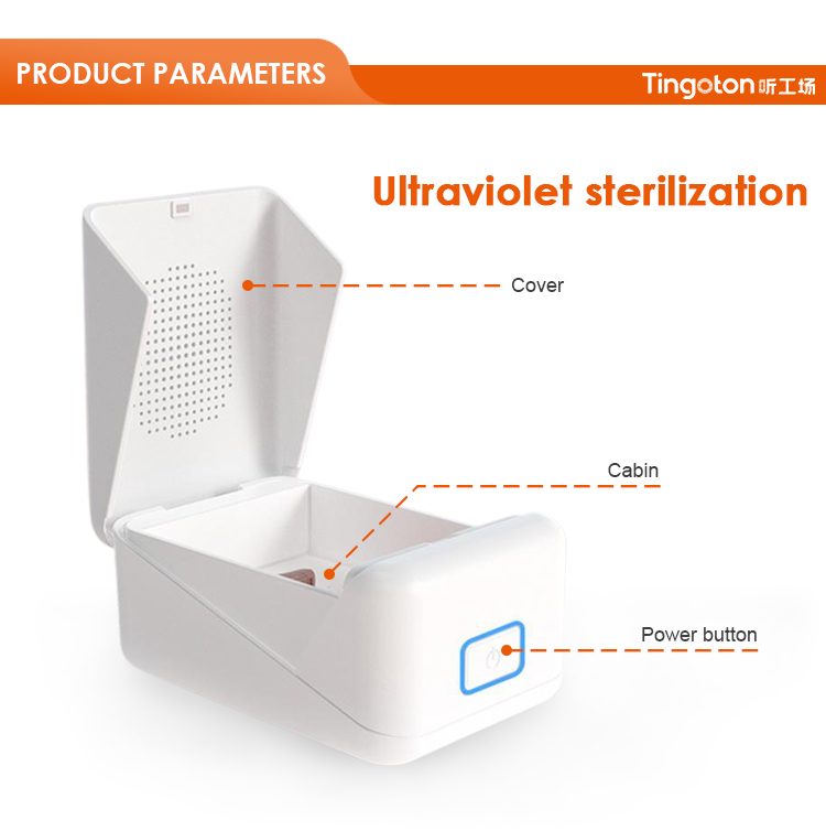 OEM/ODM Electronic Ear Hearing Dryer Case Customizable ABS Material UV Sterilization Cic BTE IEC ITE Hearing Aids Dehumidifier product detail