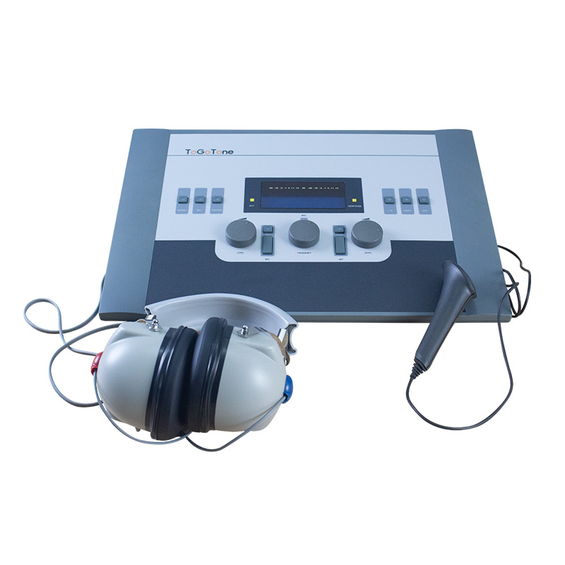 Professional Pure Tone Audiometer with Air/Bone Conduction Testing LCD Display Headphone Microphonics for Hearing Assessment product detail