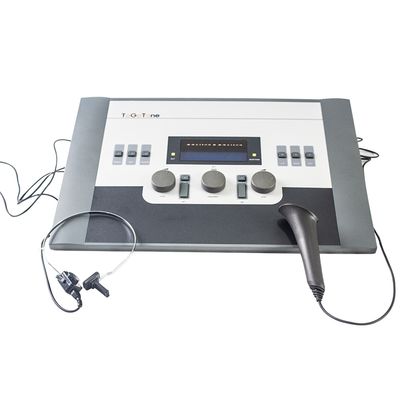 Professional Pure Tone Audiometer with Air/Bone Conduction Testing LCD Display Headphone Microphonics for Hearing Assessment product detail