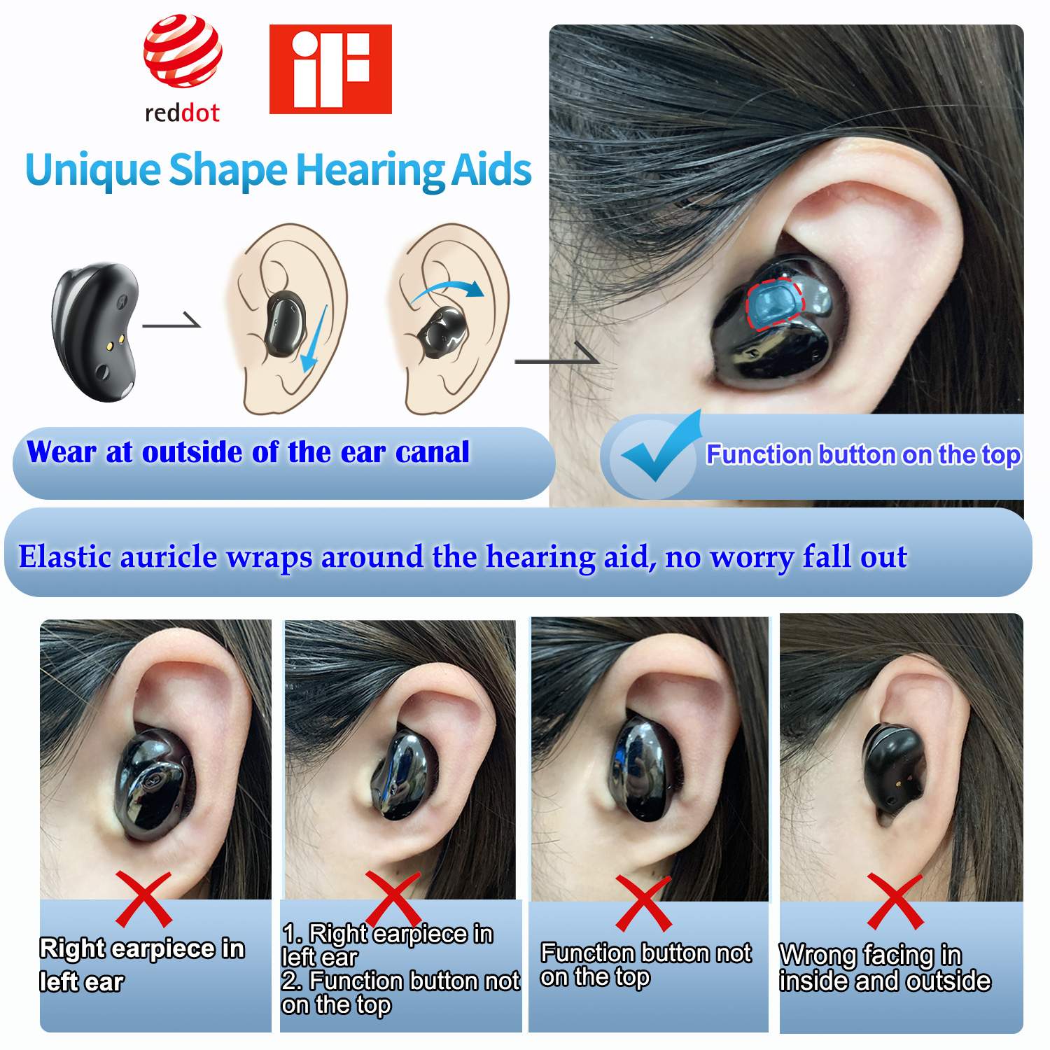 Customizable Wireless Rechargeable Hearing Aids 3-in-1 Function (Hearing Music Phone) 16 Channels Eco-Friendly Digital product detail