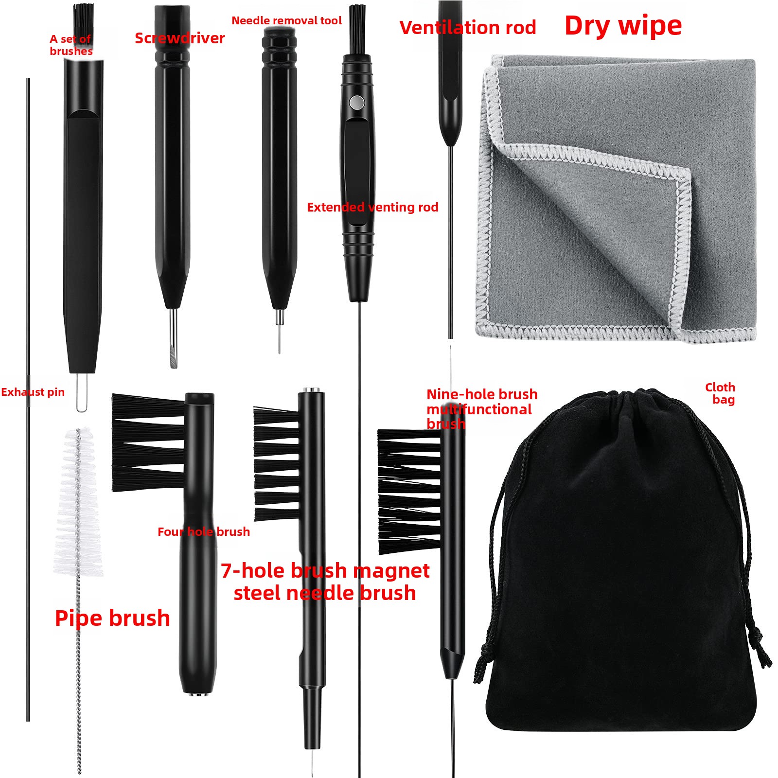 12pc Multifunctional Hearing Aid Accessories Cleaning Brush for Computer Keyboard and Earphone Cleaning product detail