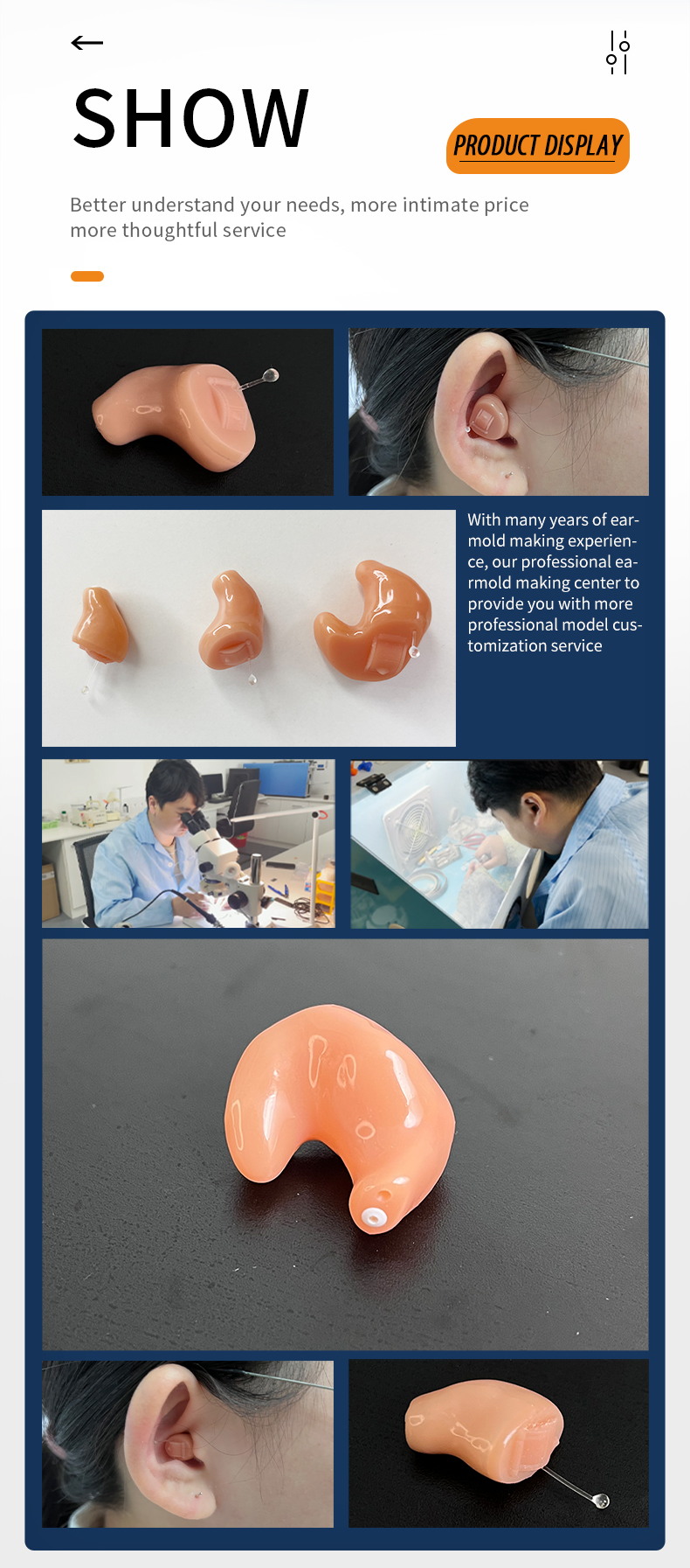 Tingoton High Quality Hearing Aid Store Display Cic Itc Ite Customized Hearing Aid Model product detail