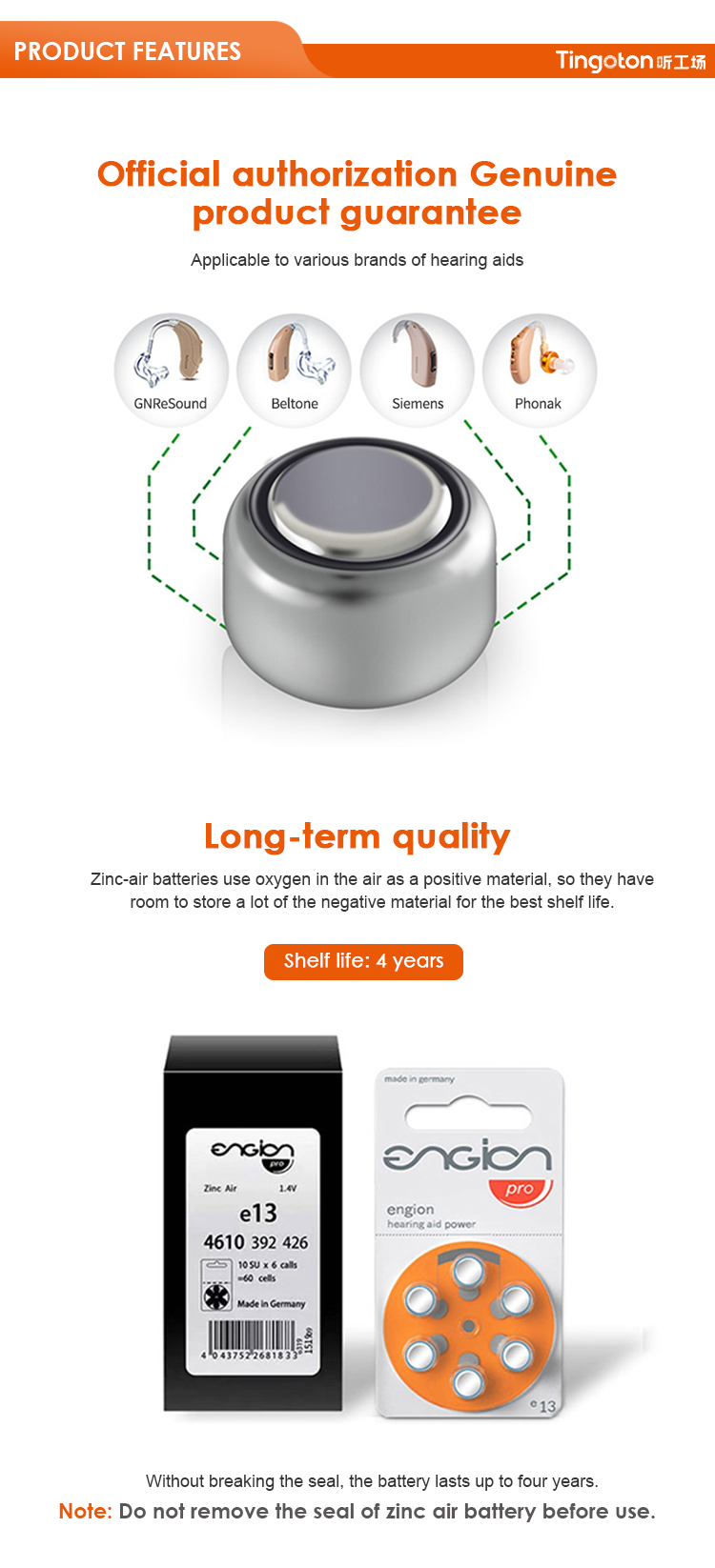 High Performance Zinc Air Button Battery  Hearing Aids Durable 10 675 Sizes Engineered Other Batteries product detail