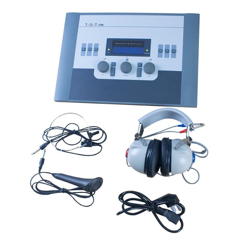 Professional Pure Tone Audiometer with Air/Bone Conduction Testing LCD Display Headphone Microphonics for Hearing Assessment product detail