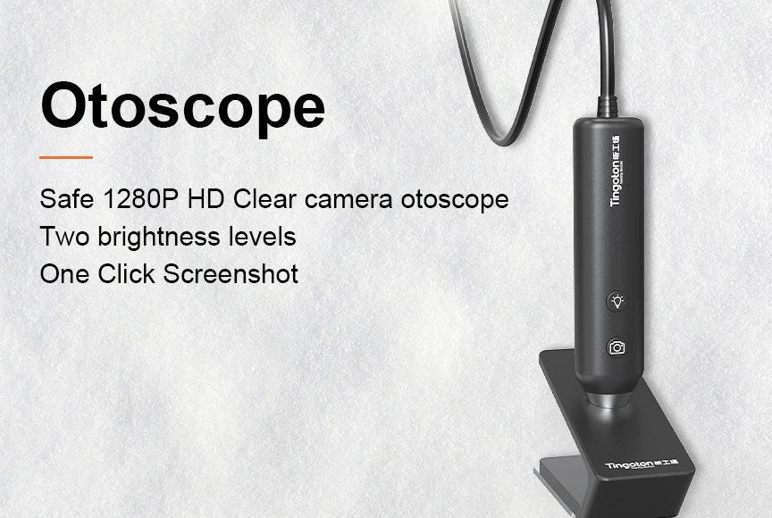 Tingoton Design Digital Ear Otoscope Camera with USB Adjustable LED Light Source 30FPS Black White Color MJPG Easy to Operate product detail