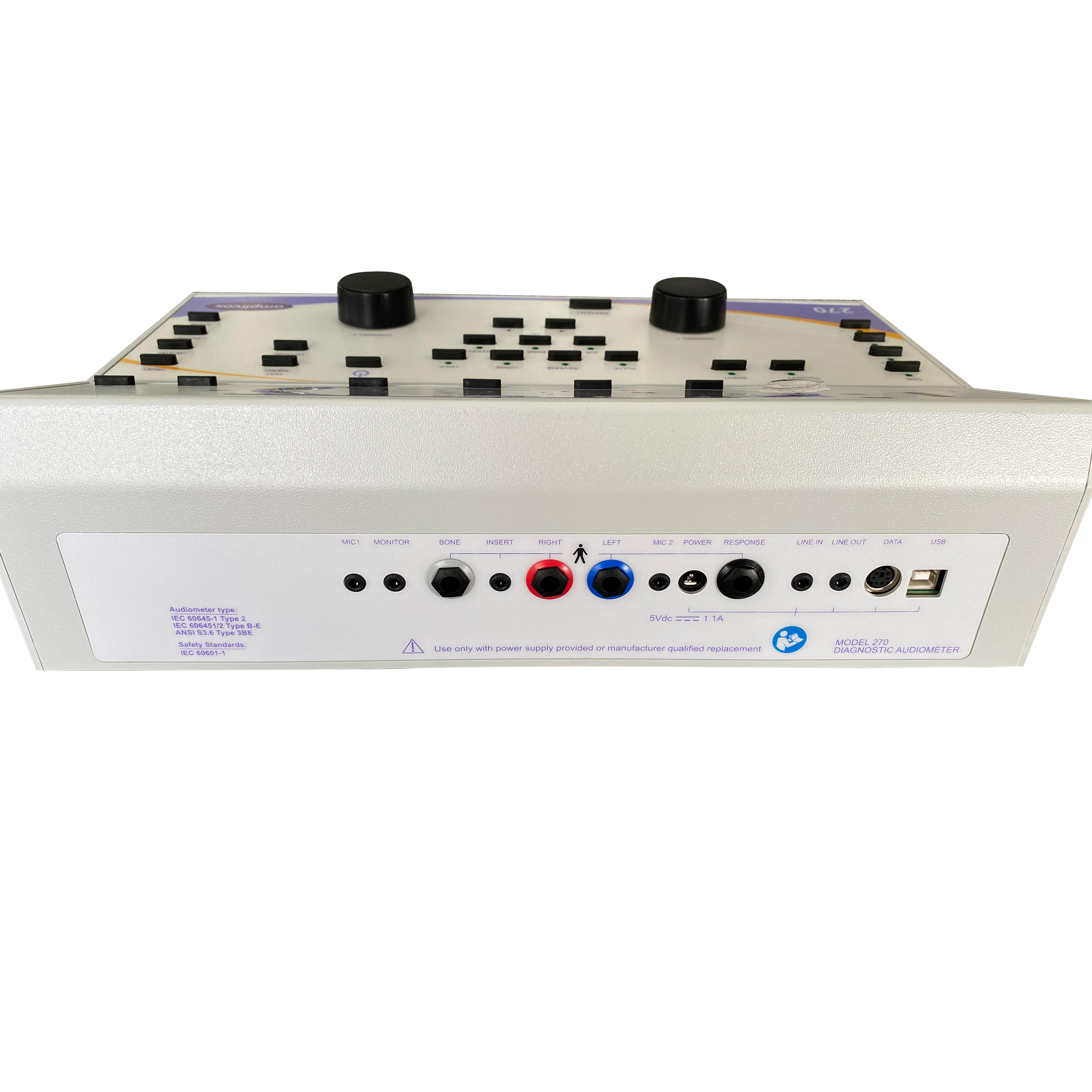 Digital Pure Tone Audiometer Model 270 with Air Bone Conduction High Accuracy <3dB Portable Clinical Use IEC Certified product detail