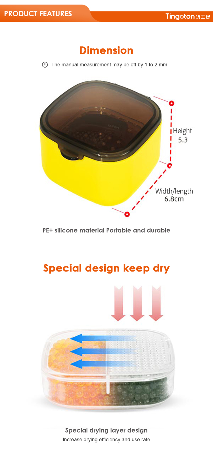 Modern Design Square Shape Material Hearing Aid Dehumidifier Dryer Drying Case product detail