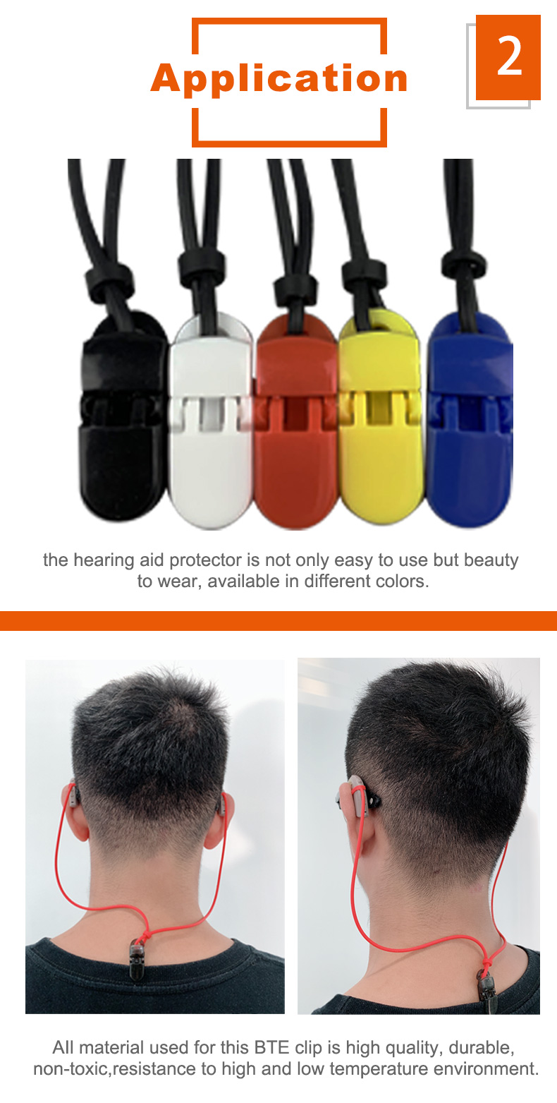 Tingoton Customer Color Hearing Aid Clip-34.5cm Silicone Rope Prevents Loss Breathable Design for Hearing Aids product detail