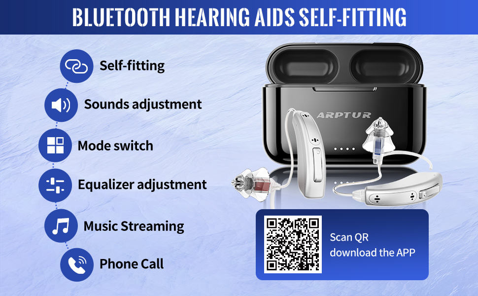 Hearing Aids for Seniors for Rechargeable Noise Cancelling APP Control Self-Fitting Wireless Music Stream Hand-free 1 Year product detail