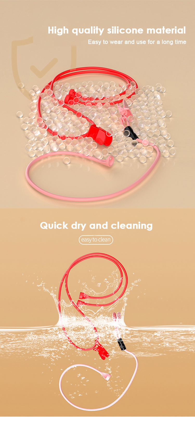 Tingoton BTE Hearing Aid Accessories Eco-Friendly 28cm Silicone Strap Protector Anti-Lost Clips 5.9g product detail