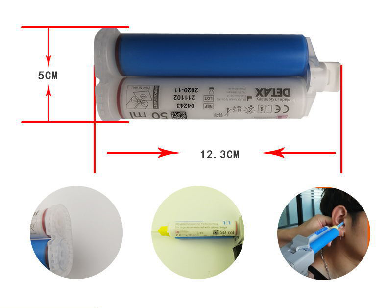 Wholesale Accessories Detax Earmold Making High Quality 1:1 Maxing Impression Material Silicone Eco-Friendly White 5*12.3cm product detail