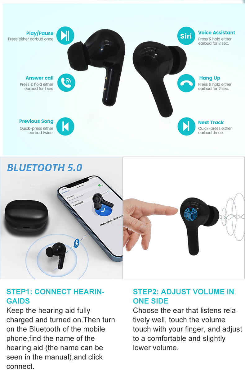 Excellent TINGOTON GLS-H012 Digital Hearing Aid Sound Amplifier 12-Channel Rechargeable 16H Working Time Severe Hearing Loss product detail